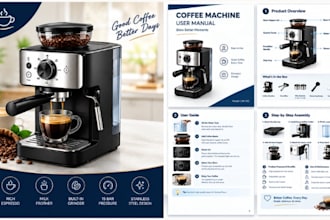 design product manual, instruction manual, user guide and assembly instruction