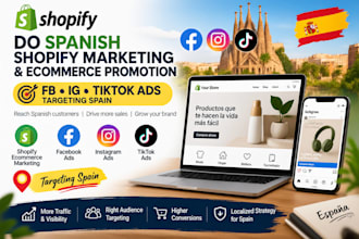 spanish shopify marketing ecommerce promotion, fb ig tiktok ads targeting spain
