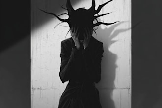 create dark art illustration, horor and skull artwork