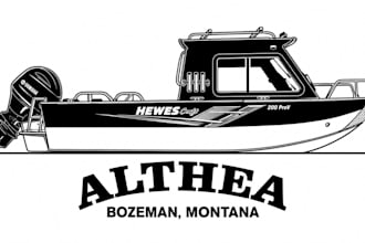 create vector illustration of ship, or boat fast delivery