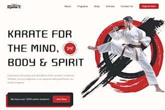 design wix karate school website taekwondo dojo self defense martial arts site