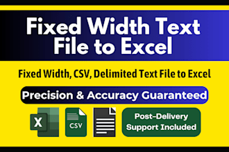 convert fixed width text file, CSV and delimited text file to excel