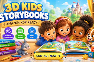 illustrate kids storybooks with custom 3d children book art ready for amazon KDP