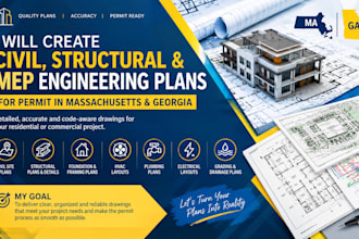 create civil structural and mep permits plan for massachusetts and georgia