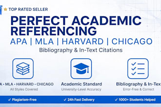 do perfect apa, mla, harvard, chicago referencing in 24 hours