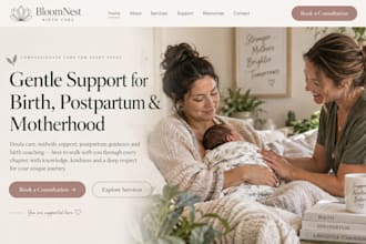 design squarespace doula website midwife postpartum birth coach website