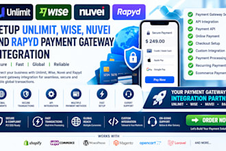 setup unlimit, wise, nuvei and rapyd payment gateway integration