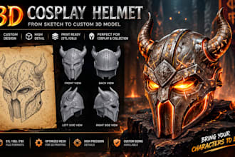 create custom 3d cosplay helmet, mask, armor and props