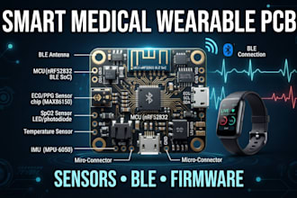 design smart medical wearable pcb, sensors, ble and firmware development