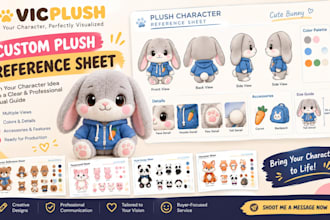 create a plush ref sheet for unclear character toy ideas