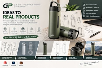 do 3d cad design, industrial and product design, 3d visualization, solid works