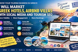 market greek hotels airbnb villas with social media tourism SEO hotel marketing