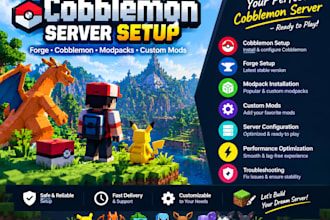 setup your cobblemon,forge mod,cobblemon modpack,custon mod ,cobblemod server