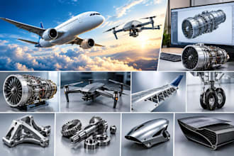 aerospace products, uav drone parts, aircraft components in 3d cad