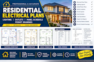 residential electrical plans, lighting, outlets and panel schedule