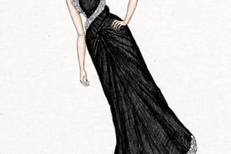 design elegant fashion illustration and dress sketches