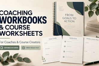 design coaching workbooks and course worksheets in canva