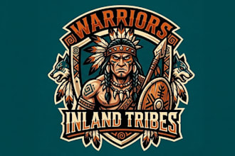 make wonderful new style warriors inland tribes mascot logo design