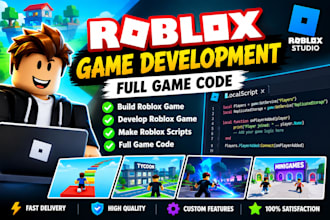 build roblox game ,develop roblox game, make roblox scripts, full game code