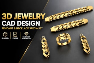 design custom 3d jewelry cad pendant and necklace for 3d printing and casting