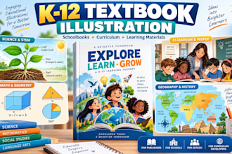 illustrate schoolbook textbook and curriculum illustration for k12 and preschool