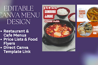 canva  for instagram, flyers, and menus