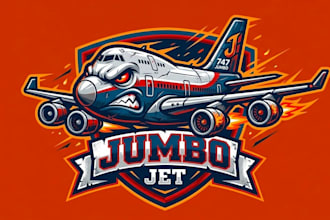 create awesome style for angry jumbo jet plane mascot logo design