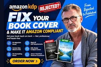 fix book cover, resize book cover, edit and modify paperback ebook book cover