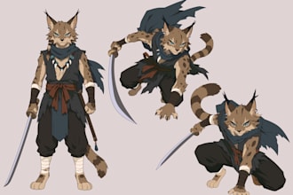 design unique furry characters and character sheets