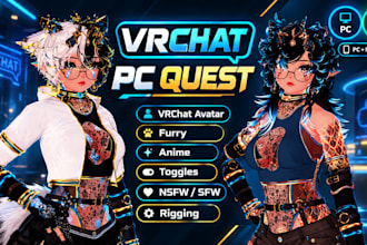 do custom vrchat avatar furry avatar vr character vrc avatar nsfw 3d model