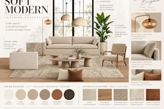 create an interior design moodboard and color palette