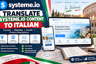 translate systemeio funnels websites emails and product descriptions to italian