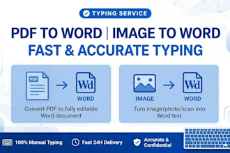 do fast typing data entry pdf to word and image to word type