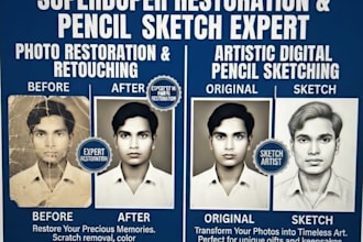 do professional photo restoration and sketch drawing