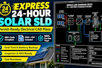 draft 24hr solar single line diagram sld electrical cad plan
