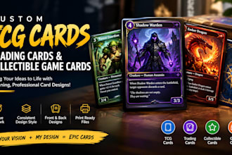 design custom tcg cards, trading cards and collectible game cards