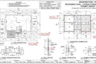 review and prepare permit ready civil structural plans for washington and oregon