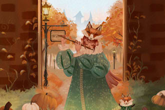 draw whimsical character art, book cover illustrations
