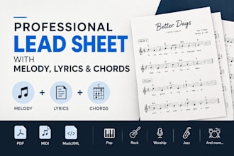 create a professional lead sheet with melody, lyrics and chords