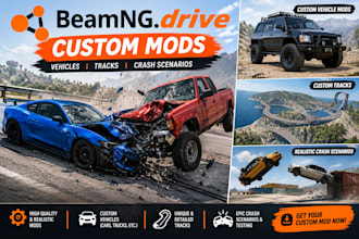 create realistic beamng drive mods, cars, track, and car crash