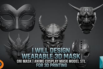 design wearable 3d mask oni mask anime cosplay mask model stl for 3d printing