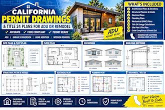 design california permit drawings, title 24 plans for adu or remodel