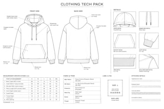 create factory ready clothing apparel tech pack with bom and grading sheet