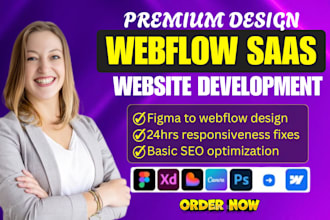 build webflow website, figma to webflow, landing page for saas and b2b business