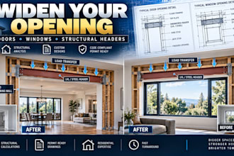 design structural plans for wall openings, wider doors and window openings