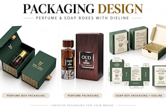create luxury perfume, fragrance and handmade soap box packaging with dieline