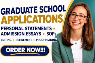 edit personal statements, grad school, admission essays, sop, letter of intent