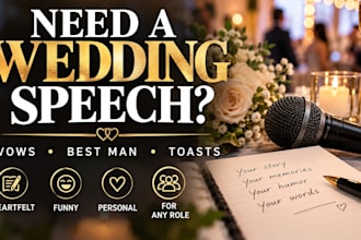 write your heartfelt wedding speech, best man speech, or vows