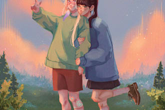 draw whimsical character art, book cover illustrations