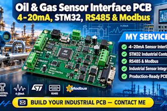 oil and gas sensor interface pcb, 4 20ma, stm32, rs485 and modbus control system